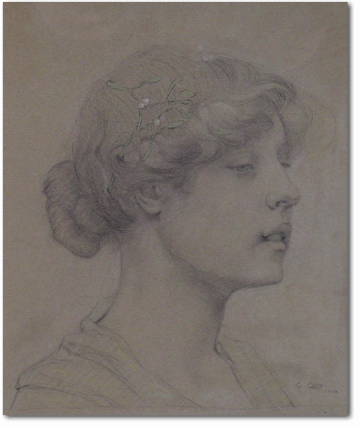 Georges Henri Carré - Femme de l'artiste au gui dans les cheveux