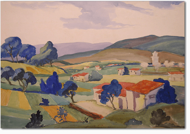 Georges Henri Carré - Paysage aux arbres bleus