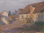 Georges Henri Carré - Charrette dans la cour de ferme